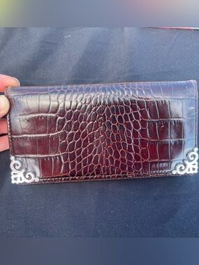 Brighton Brown leather with Silver accents wallet with floral lining